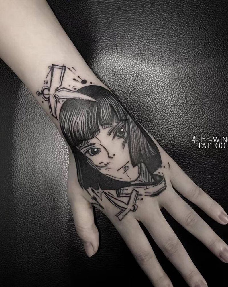 白龙纹身图片_手部图腾卡通纹身图案