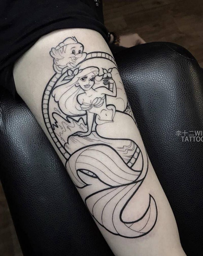爱丽儿公主纹身图片_手臂New School卡通纹身图案