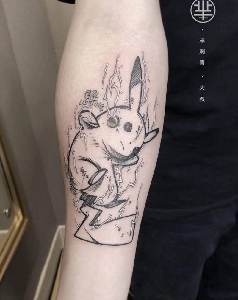 皮卡丘纹身图片_手部手臂纹身图案