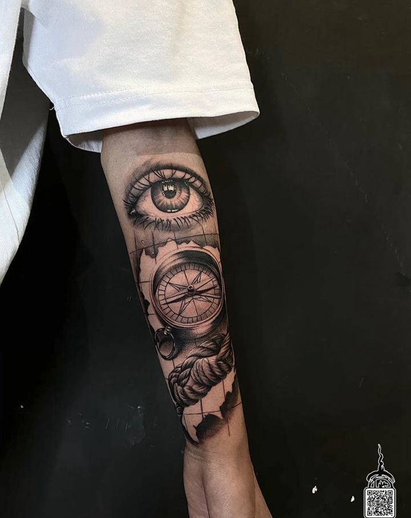 航海类纹身图片_手部欧美写实纹身图案