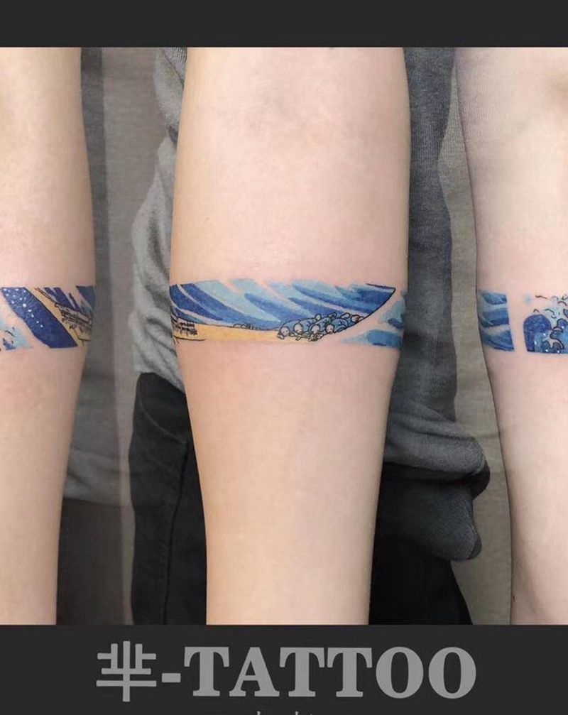 浮世绘纹身图片_手臂臂环纹身图案