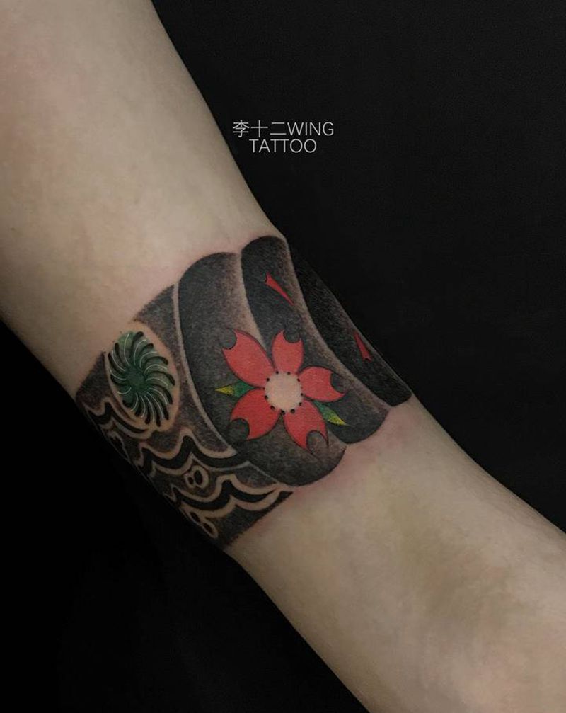 传统臂环纹身图片_手部手臂老传统纹身图案