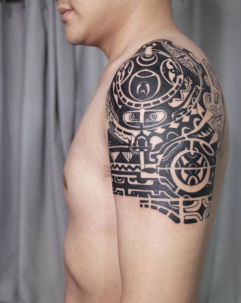 一个图腾的诞生纹身图片_手臂老传统图腾纹身图案