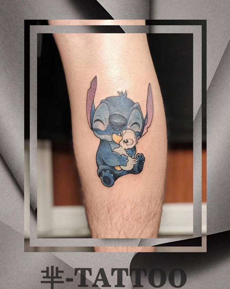 史迪仔纹身图片_腿部纹身图案