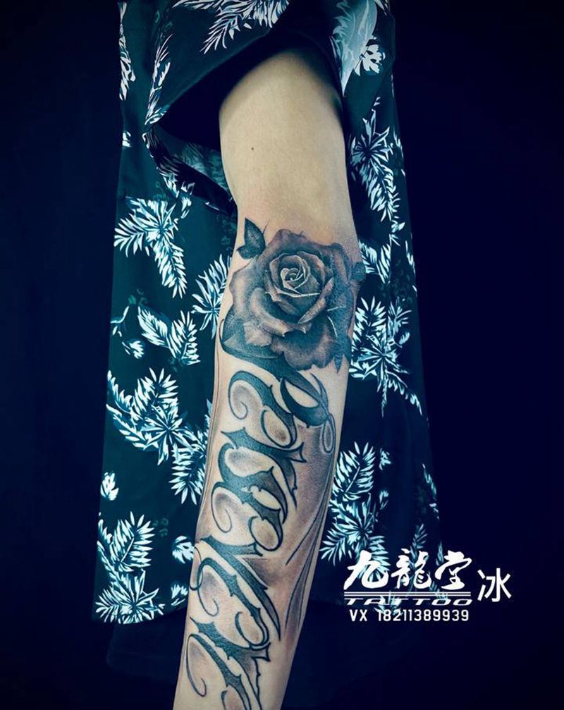 奇卡诺花体纹身图片_欧美写实纹身图案