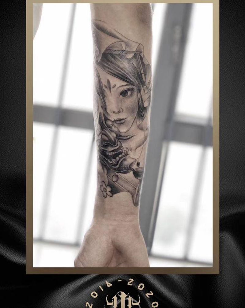 艺伎纹身图片_手臂纹身图案