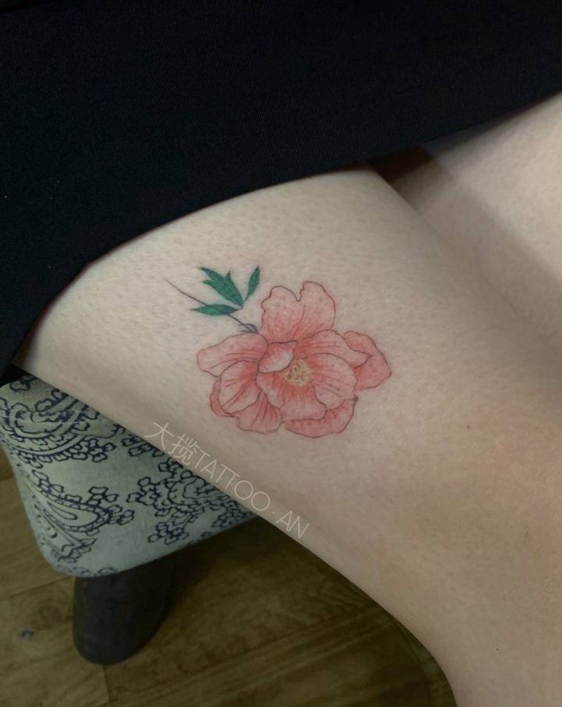 素花纹身图片_腿部纹身图案