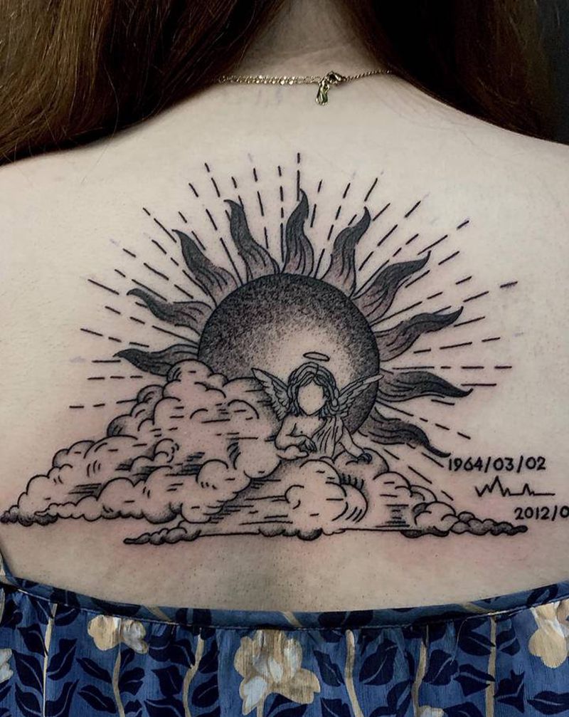 天使纹身图片_背部纹身图案