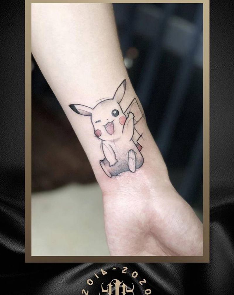 皮卡丘纹身图片_手臂手部纹身图案