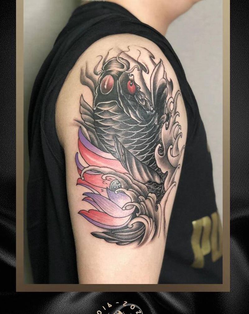 鲤鱼纹身图片_手臂纹身图案