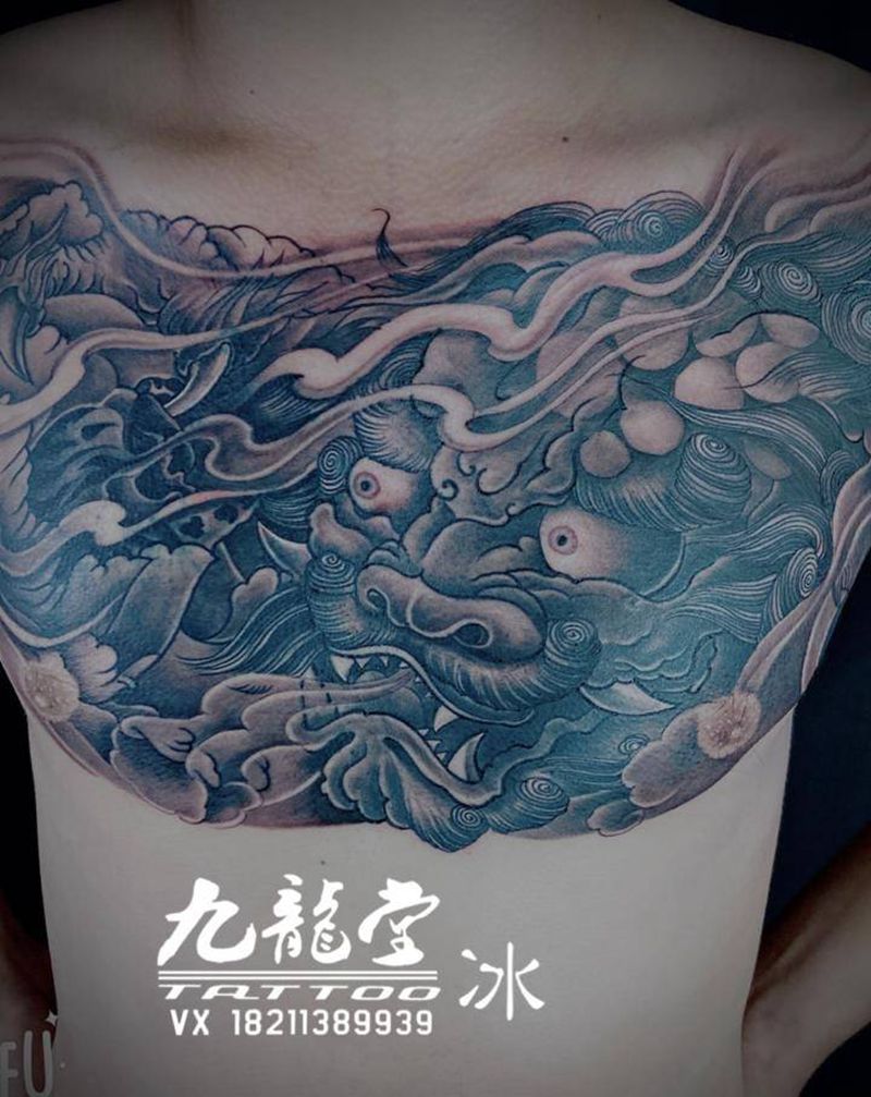 花胸遮盖旧图纹身图片_新传统纹身图案