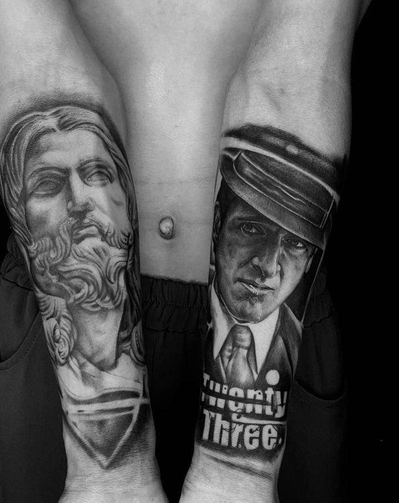 写实人物纹身图片_手臂欧美写实纹身图案