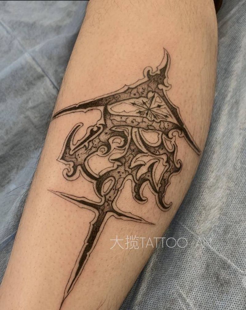 命纹身图片_腿部花体字纹身图案