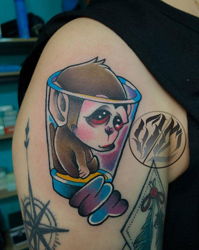 原创猴子纹身图片_手臂Old SchoolNew School纹身图案