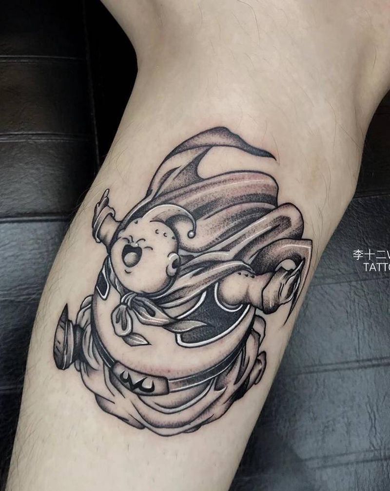 魔人布欧纹身图片_腿部卡通纹身图案