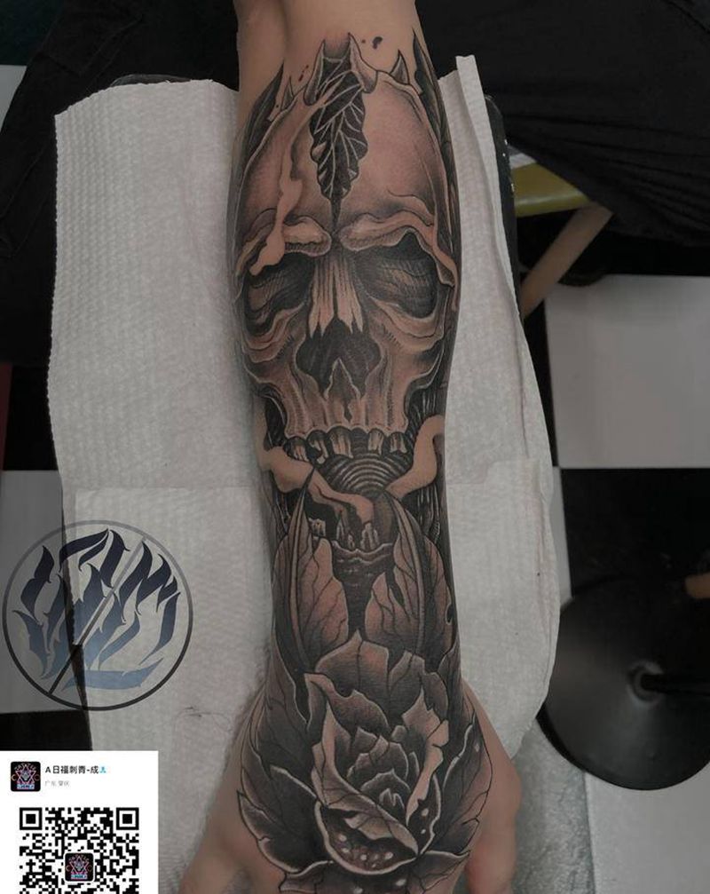 暗黑风格纹身纹身图片_手臂手部新传统欧美写实暗黑纹身图案