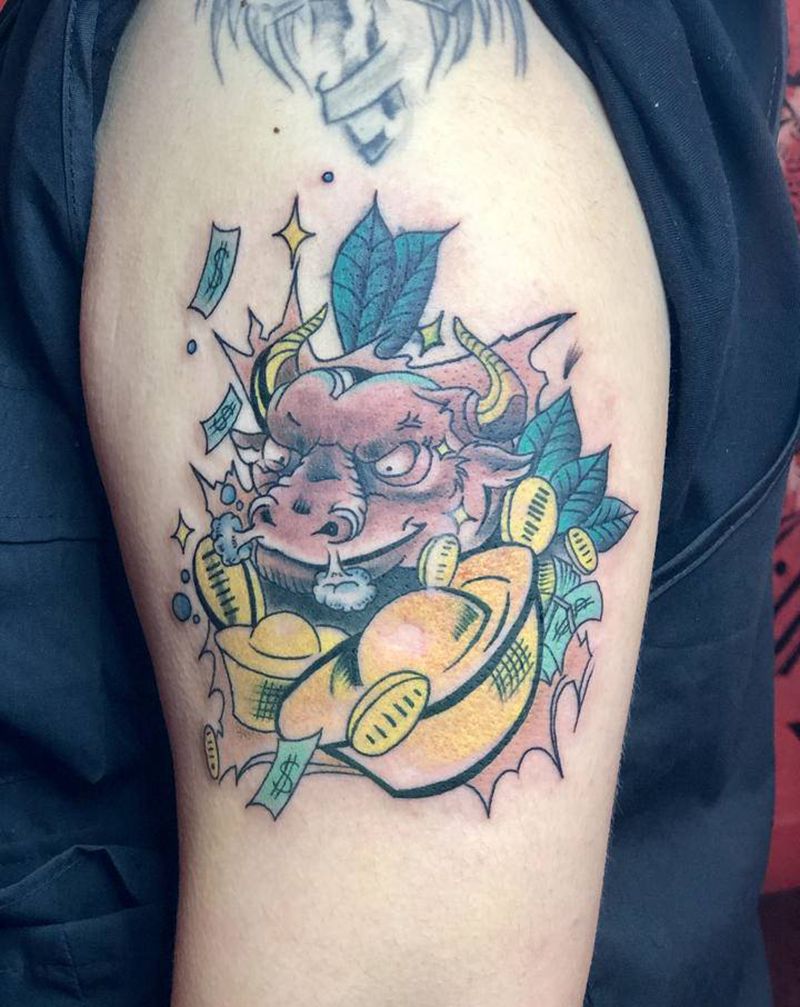 牛啤纹身图片_手部纹身图案