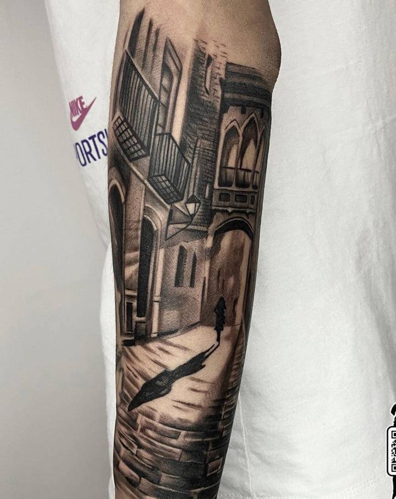 背影纹身图片_手臂欧美写实纹身图案