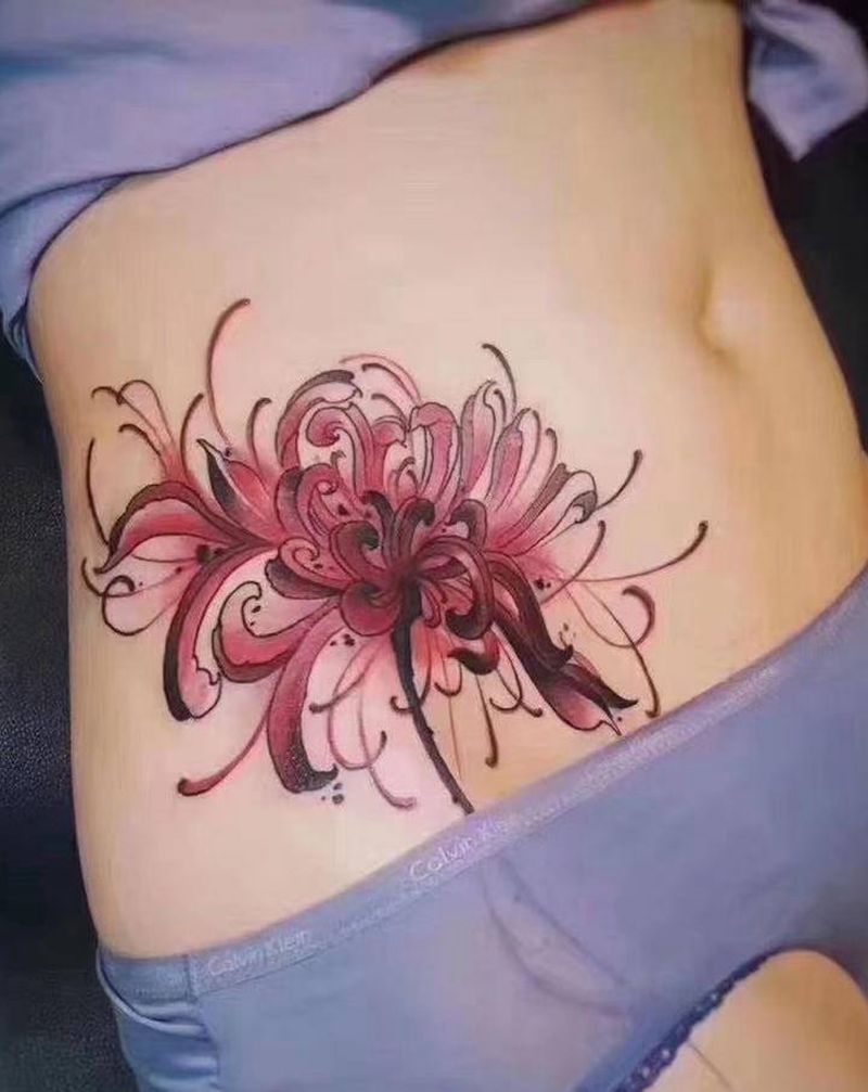 彼岸花纹身图片_新传统纹身图案