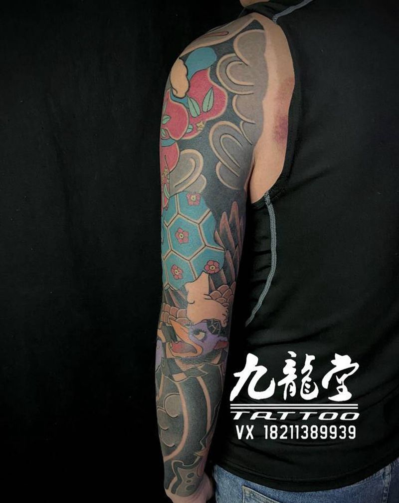 日式花臂纹身图片_老传统纹身图案