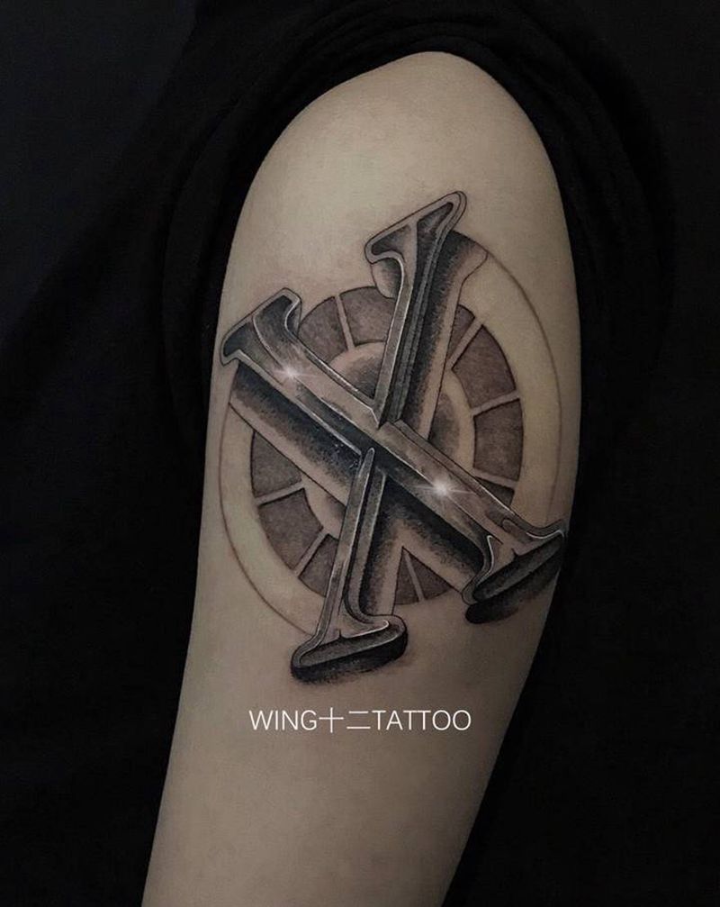 X纹身图片_手臂花体字纹身图案