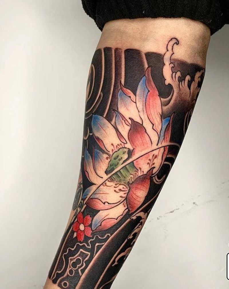 新传统包臂纹身图片_手臂新传统纹身图案