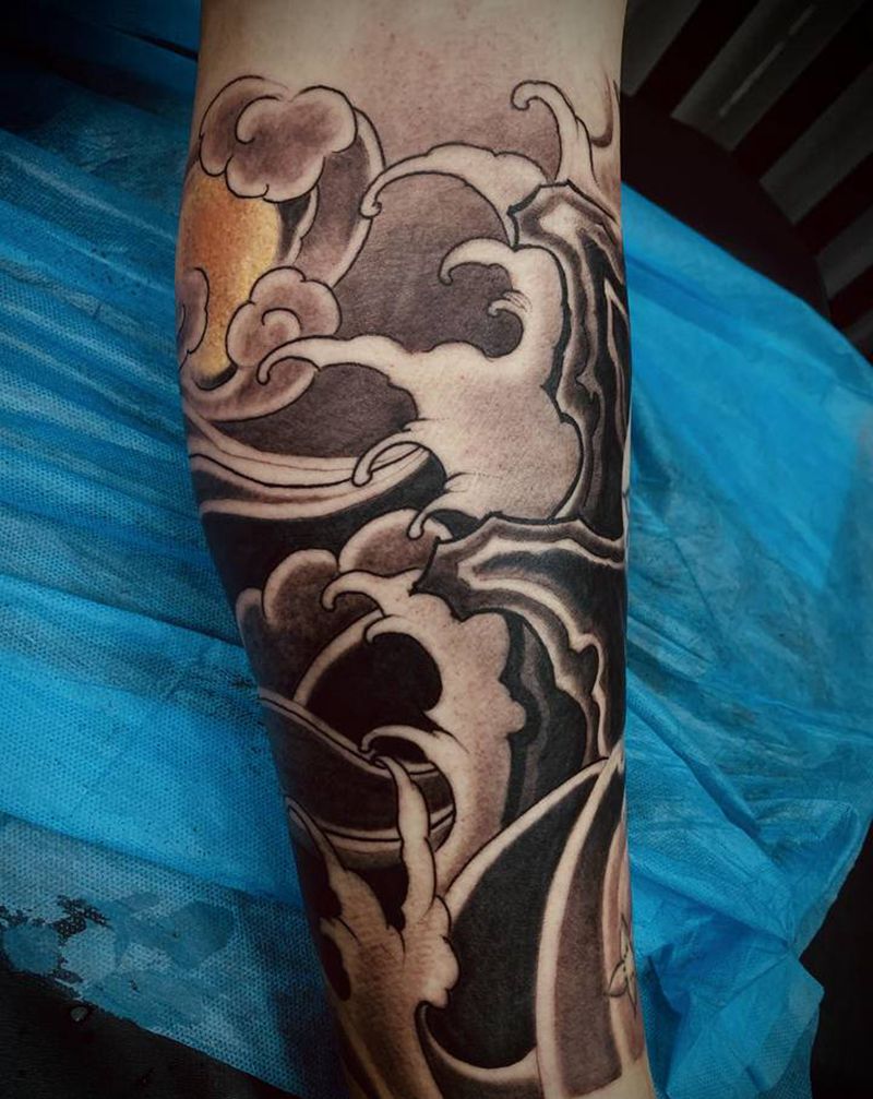 接小腿纹身图片_脚部纹身图案