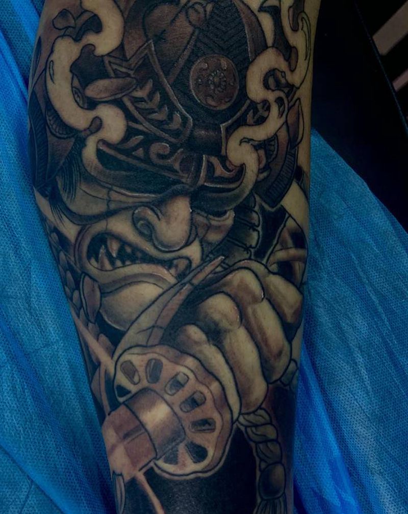 鬼武士纹身图片_手臂纹身图案