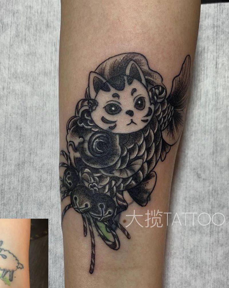 遮盖 /锦鲤纹身图片_手臂纹身图案