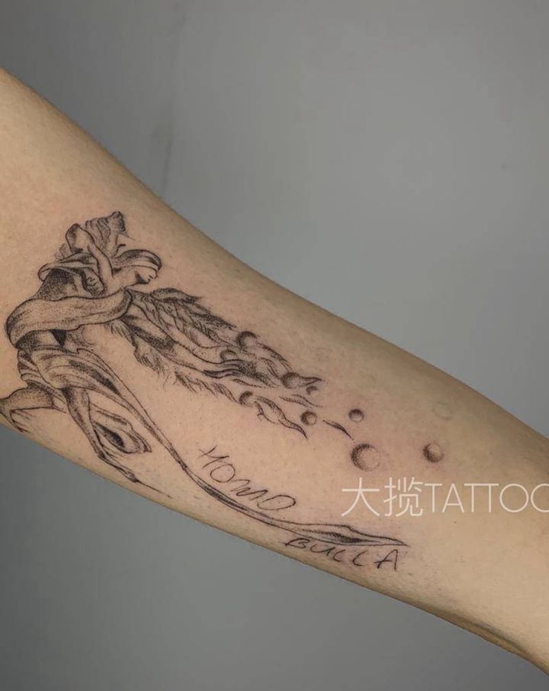 天使坠落人间纹身图片_手臂纹身图案