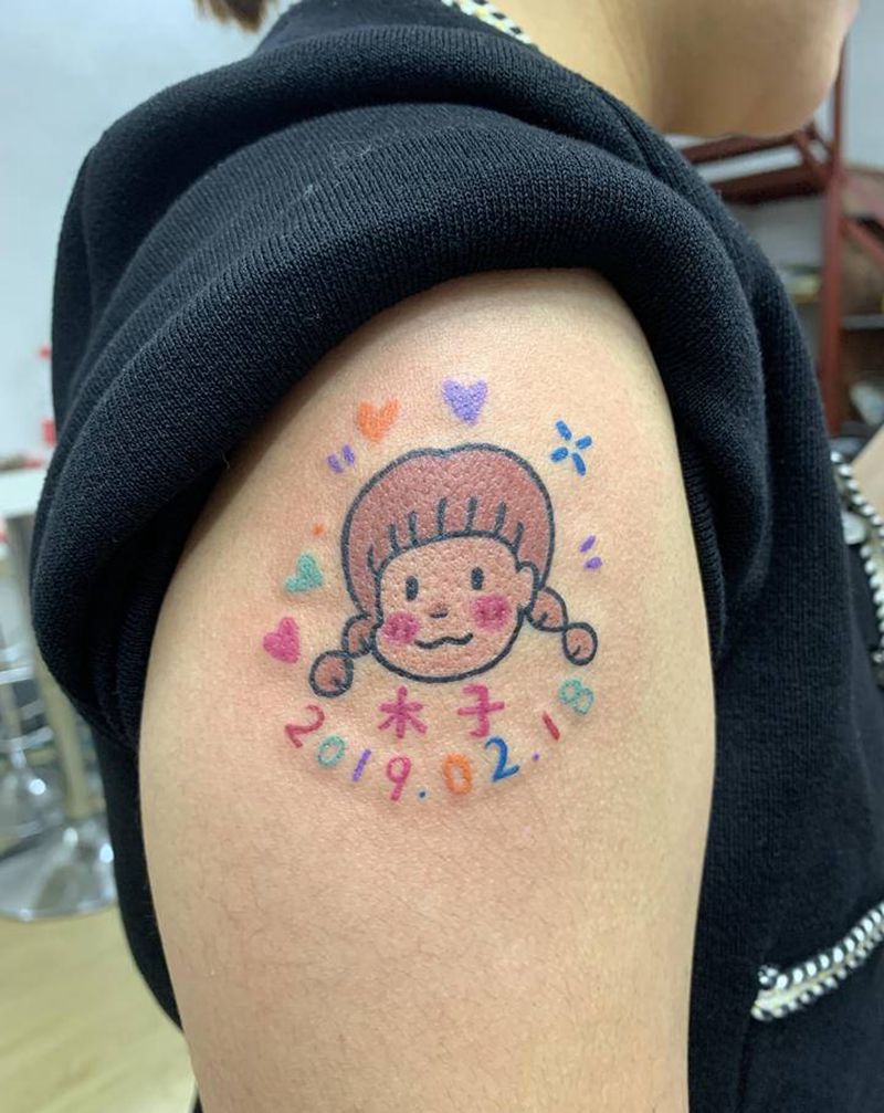 卡通头像纹身图片_手臂纹身图案