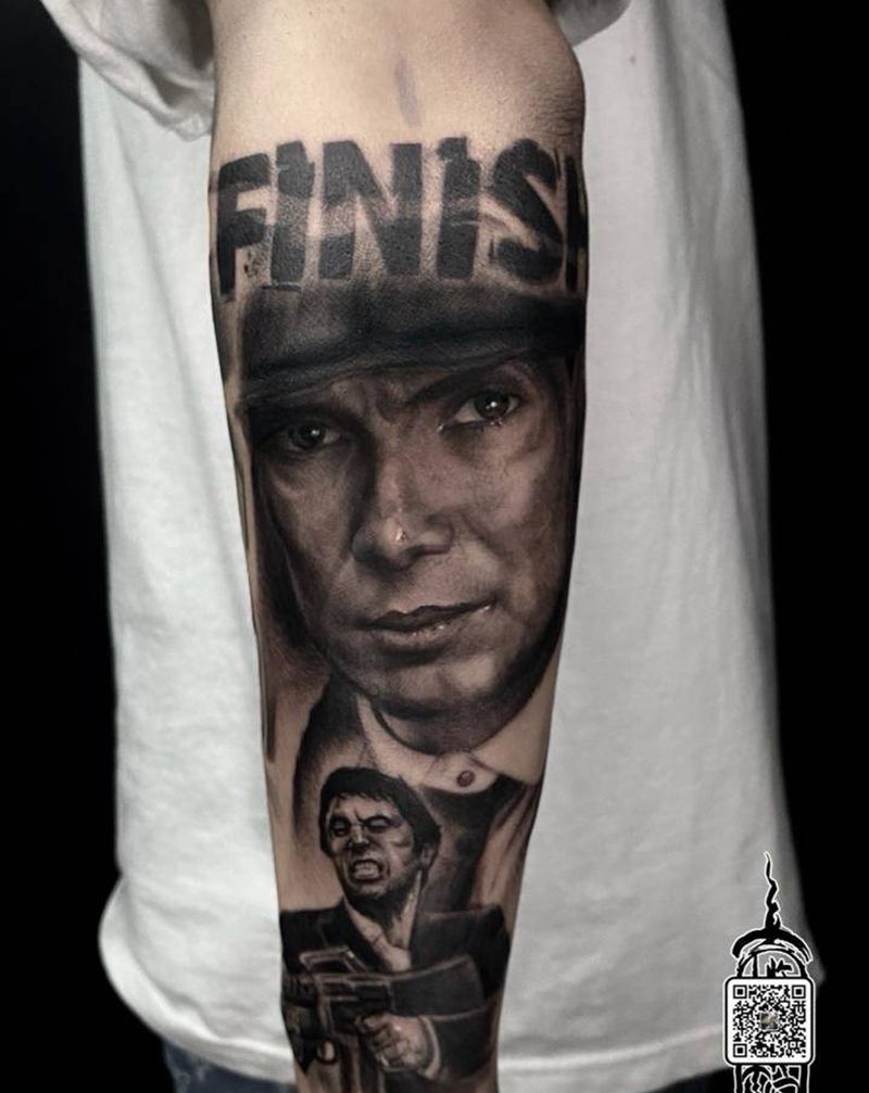 浴血黑帮谢尔比纹身图片_手臂欧美写实纹身图案
