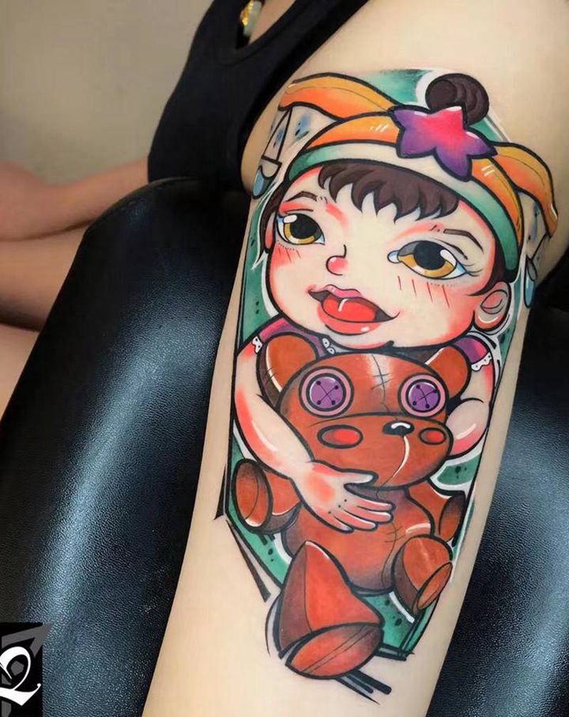 天秤座宝宝纹身图片_手臂New School纹身图案