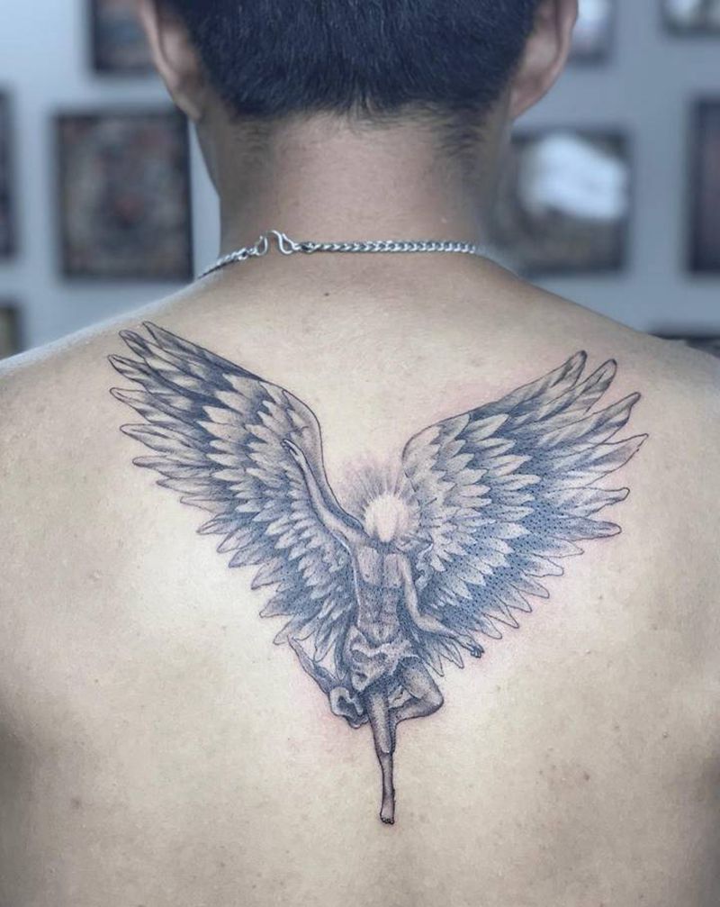 炽天使纹身图片_背部纹身图案