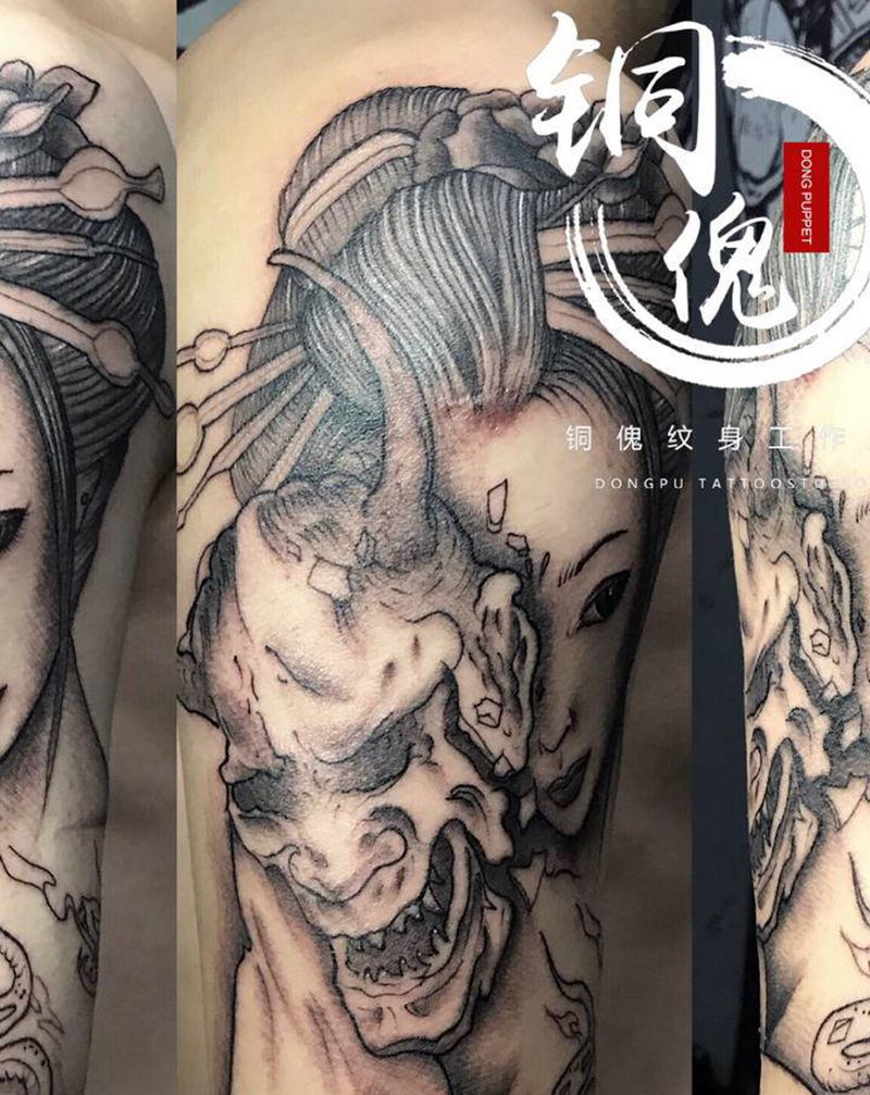 艺妓女-纹身图片_手臂新传统纹身图案