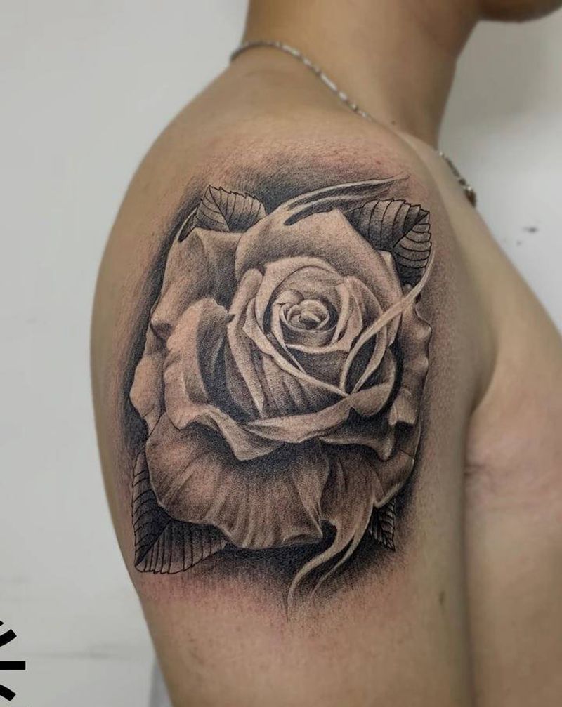 玫瑰纹身图片_手部纹身图案