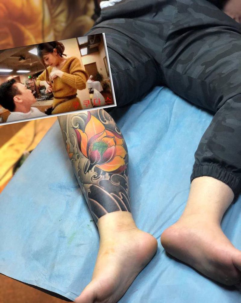 遮盖图腾纹身图片_腿部纹身图案