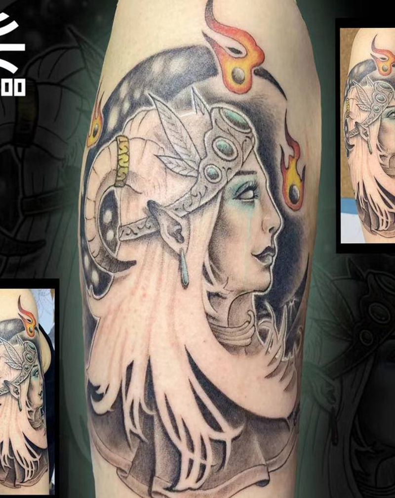 白羊座设计纹身图片_手臂欧美写实纹身图案