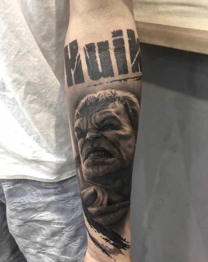 绿巨人纹身图片_手臂手部欧美写实纹身图案