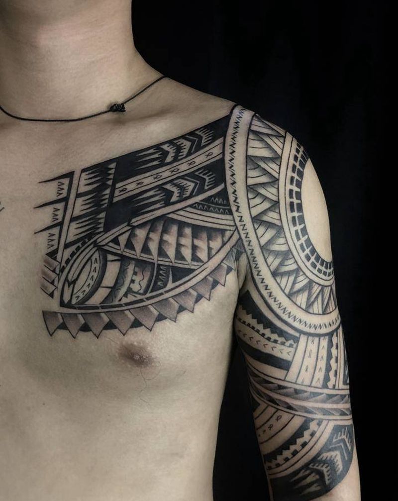 图腾纹身图片_胸部手臂图腾纹身图案