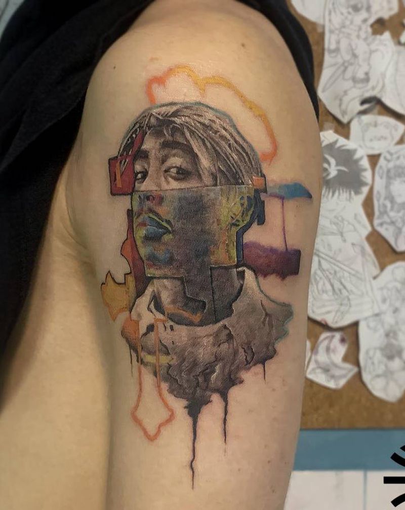 2pac纹身图片_手臂欧美写实纹身图案