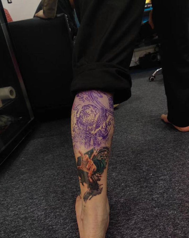 奇异博士纹身图片_腿部脚部欧美写实纹身图案