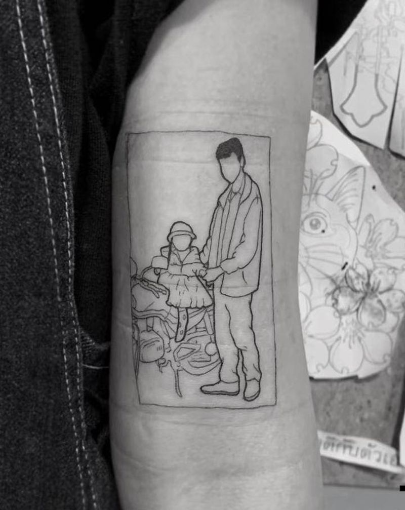 简笔线条纹身图片_手臂纹身图案