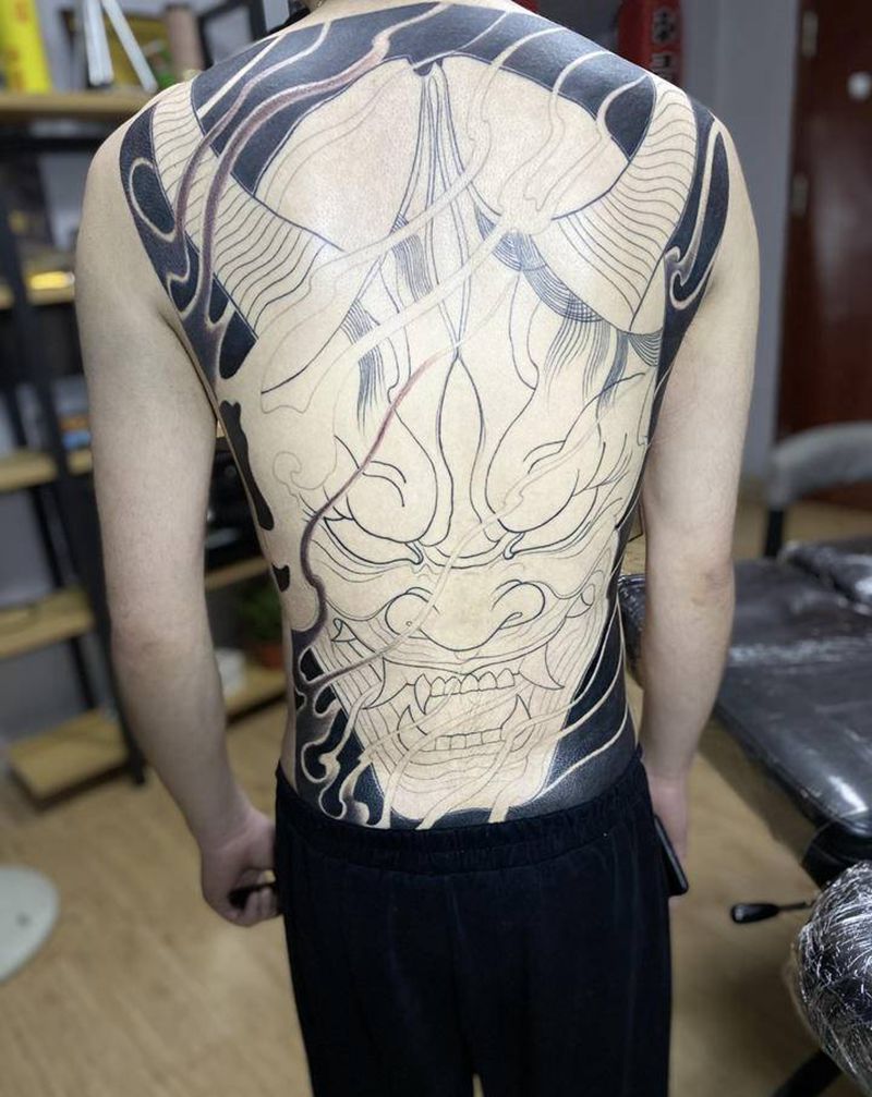未完成般若纹身图片_背部纹身图案