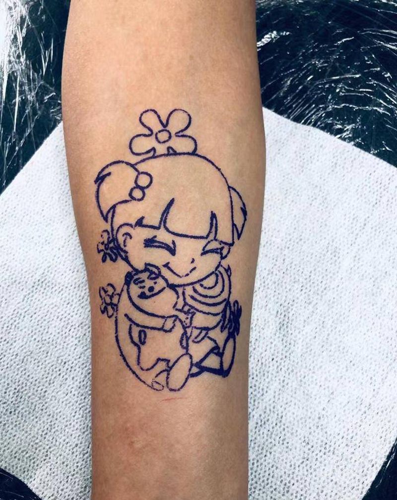 小女孩纹身图片_手臂Old School纹身图案