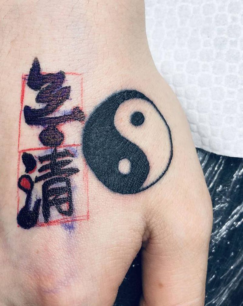 汉字纹身图片_手部纹身图案