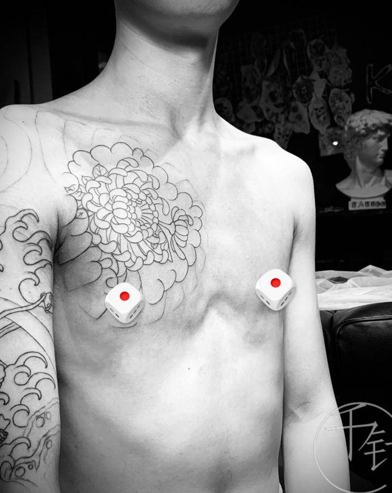 传统-半甲纹身图片_胸部手臂老传统纹身图案