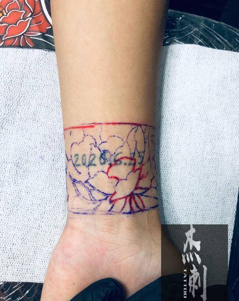 手环遮盖纹身图片_手部老传统纹身图案