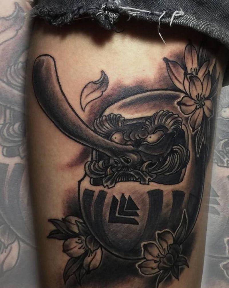 -达摩-纹身图片_腿部老传统达摩纹身图案