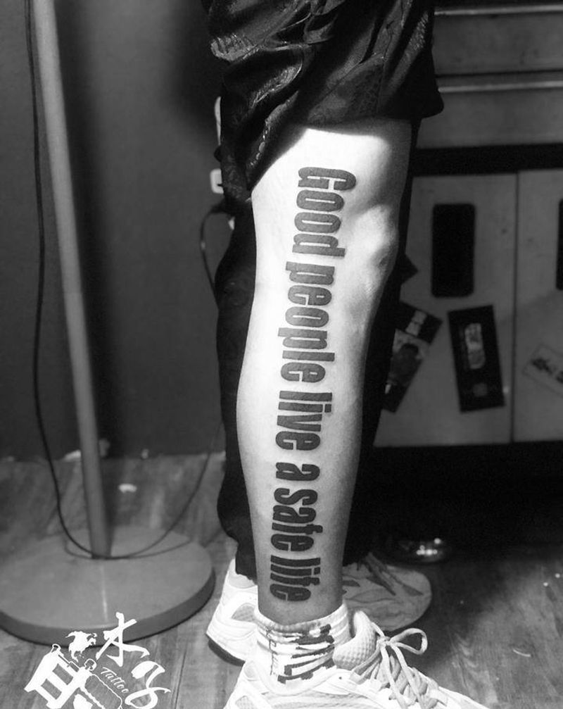 英文纹身图片_腿部纹身图案